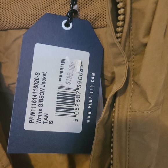 NWT Women's Tan Hooded Penfield Wax Coated Jacket W/ Zipper & Drawstring - Picture 7 of 8